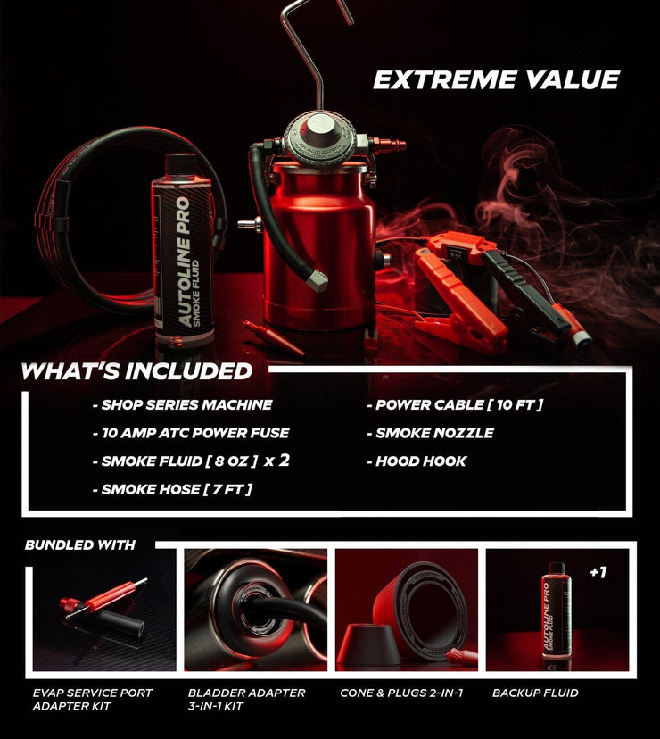 Shop Series Bundle | Includes Popular Adapters Automotive Smoke Machine Leak Detector AutoLine Pro 